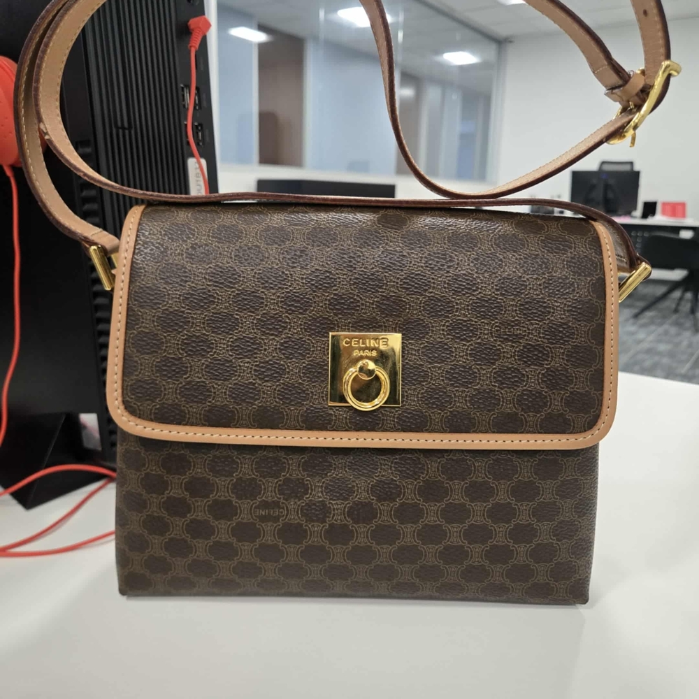 Celine Brown Patterned Shoulder Bag